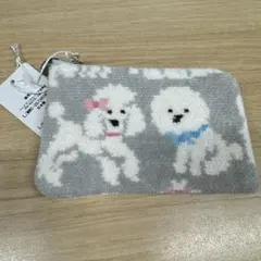 新品未使用　フェイラー モフモフワンチャン L字ポーチ シルバーグレー