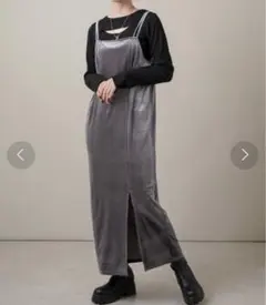 ベロア スリット入り キャミワンピース