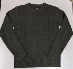 中古品　メンズ　ニットセーター　モスグリーン系