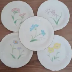 たち吉 Adam&Eve プレート ケーキ皿 5枚セット 花柄模様