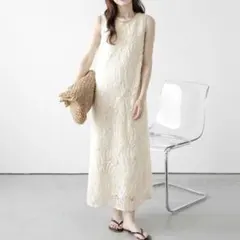 AMELY バテンレース ワンピース アイボリー - メルカリ