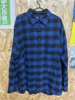 UNIQLO 長袖ネルシャツ XL 青黒チェック