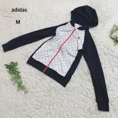 アディダス　パーカー　ジャージ　ジップアップ　ランニング　スポーツ　ドット柄　M
