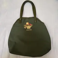 MINTON ハンドバッグ カーキ 花柄刺繍