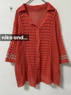 k0173 niko and... 襟付き透かし編みニット　レッド