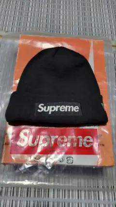 Supreme×ニューエラ ボックスロゴビーニー 18AW ブラック