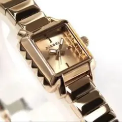 稼働品 DIESEL 腕時計 ディーゼル ゴールド スクエア 人気