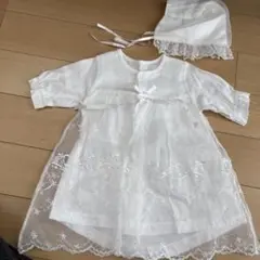 ホワイトセレモニースーツと帽子　50-70cm