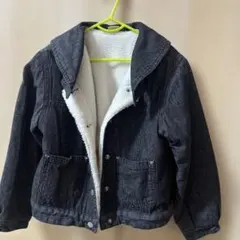 ダークグレー デニムジャケット ボア裏地付き
