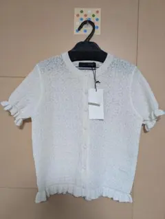 ZARA ホワイト 半袖カーディガン Mサイズ