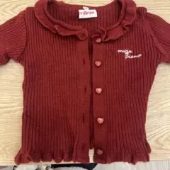 美品メゾピアノ赤カーディガン