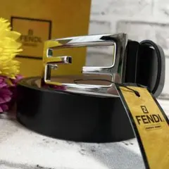 極美品✨フェンディ ベルト FFバックル シルバー金具 黒 - メルカリ