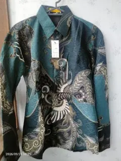 Batik バティック シャツ - グリーン (L-長袖)
