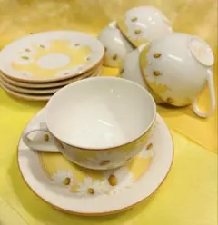 ヒロミチナカノ　デイジー柄　ティーカップ・ソーサー　5セット