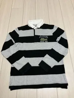 【LACOSTE】ラコステ 刺繍ロゴ ボーダー ラガーシャツ サイズ3 M