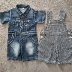 男の子 80cm まとめ売り デニムロンパース サロペット つなぎ 夏服 秋服