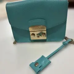 FURLA チェーンショルダーバッグ ターコイズブルー