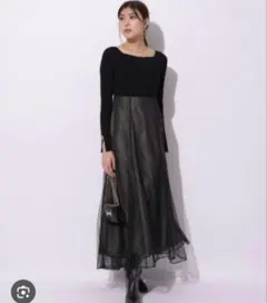 Mystrada ラメレースドッキングワンピース　ロングワンピース　38