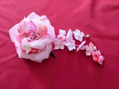 ◆未使用◆髪飾り 着物 卒業式 七五三お祝い 花の髪留め　ピンク