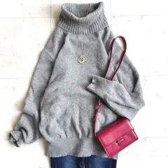 ドゥーズィエムクラス ニット セーター タートル ウール100% 日本製 グレー