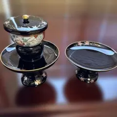 輪島塗 黒塗 松竹梅蒔絵 高坏 高月 漆器 飾台 茶道具 骨董 - メルカリ