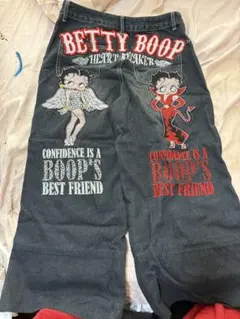 Betty Boop デニム ワイドパンツ 刺繍のサムネイル
