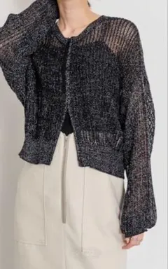 SENSE OF PLACE センスオブプレイス ラメメッシュ カーディガン 黒