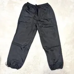 ナイロンパンツ イージーパンツ LL ブラック ワイド 軽量 裾ドローコード 春
