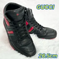 美品 グッチ レザースニーカー シェリーライン インターロッキング 黒 26.5