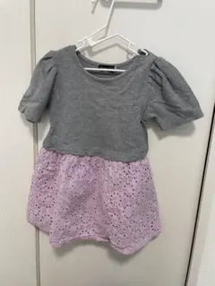 BeBe 半袖ワンピース グレー/ピンク