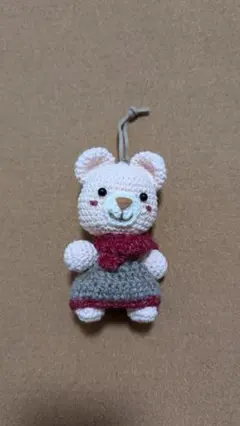 ハンドメイド あみぐるみ クマ マフラー ストラップ