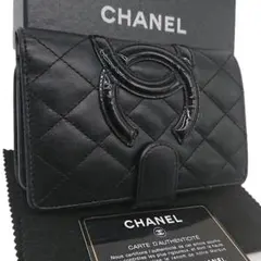 CHANEL カンボンライン　ブラック 二つ折り財布 箱　ギャランティーカード
