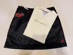 上下お買い得Set ルコック中綿スカート+チャンピオン長袖ハイネックシャツ