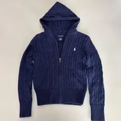 ラルフローレン　ケーブルニットパーカー　ネイビー