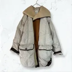 a2907 ダウンコート ベージュ F ムートン切替 左ポケットボタン欠品