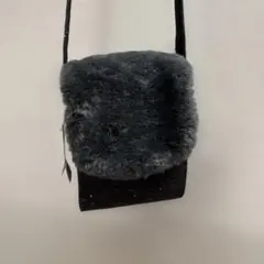 ファーフラップ ショルダーバッグ ブラック