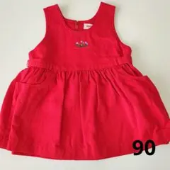 極美品　ミキハウス　レトロ　赤ワンピース 90 ジャンバースカート