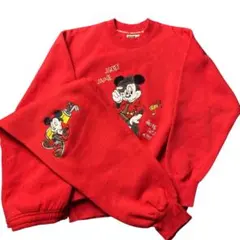90's 極美 ミッキー スウェット 上下セットアップ 希少 トレーナー 刺繍M