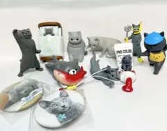 グレー 猫 ガチャガチャ セット おまけ付 カプセルトイ