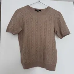 UNIQLO ケーブルニット 半袖 ベージュ M