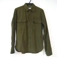 417 EDIFICE ミリタリーシャツ Sサイズ 綿麻毛 オリーブ 長袖