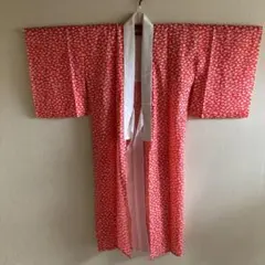 長襦袢　正絹　赤　ピンク　花柄　着物　和装　リメイク