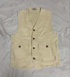 【古着】AMP アイボリー ベスト 4ポケット