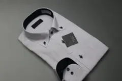 L(41-84) 　新品　BDワイシャツ　形態安定　白ストライプ柄