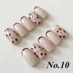 No.10 さくらんぼネイルチップ　＊オーダーサイズ・カラー変更可能＊