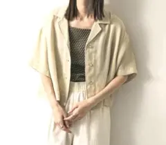 ほぼ未使用【URBAN RESEARCH】 リネンライクメッシュシャツ／ベージュ