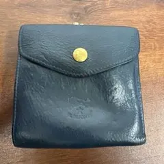 ★大人気ブランド★イルビゾンテ がま口 二つ折り財布 ネイビー 本革レザー！