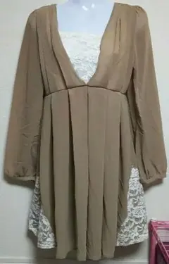 夢展望最終値下げ新品未着用タグ付きレース透けシフォンワンピース通勤通学のサムネイル