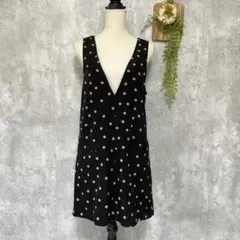 ロペピクニック Vネック ドット柄 ベスト チュニック ワンピース 38 黒
