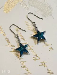 10㎜バミューダブルーSTARスワロフスキーのシルバーピアス